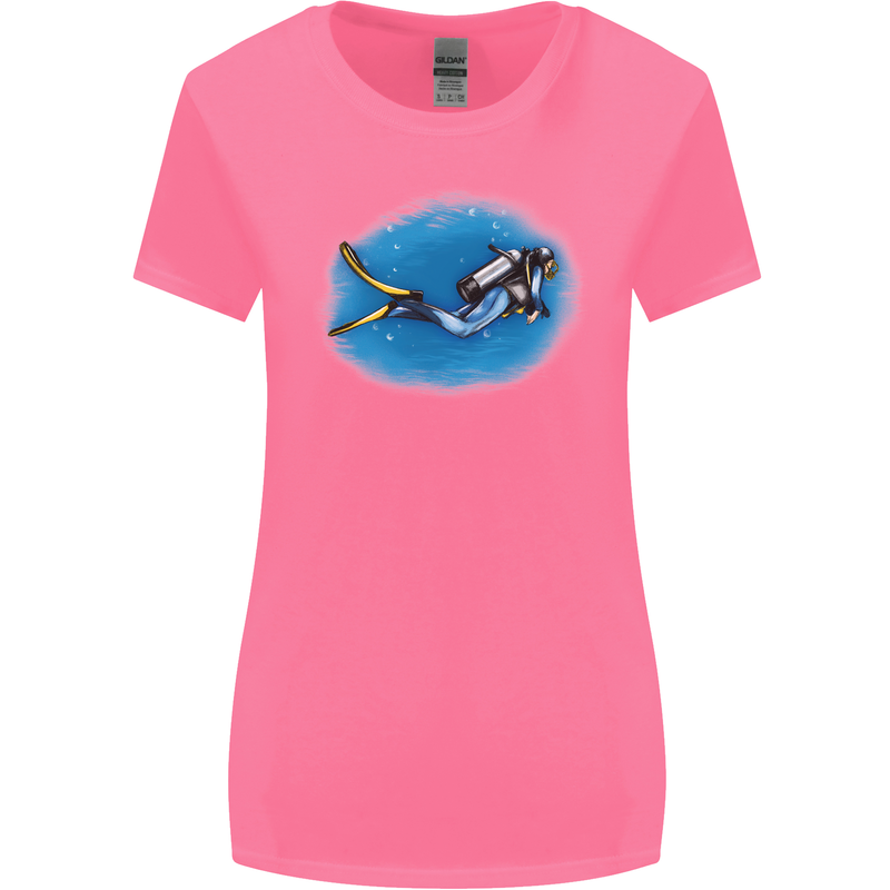 Ocean Scuba Diver Scuba Diving Womens Wider Cut T-Shirt Azalea