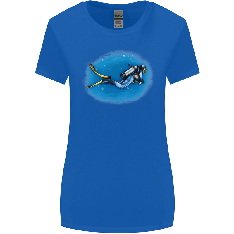 Ocean Scuba Diver Scuba Diving Womens Wider Cut T-Shirt Royal Blue