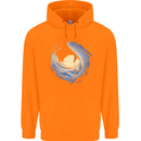 Ocean Whale & Octopus Childrens Kids Hoodie Orange