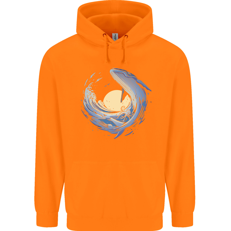 Ocean Whale & Octopus Childrens Kids Hoodie Orange