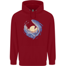 Ocean Whale & Octopus Childrens Kids Hoodie Red