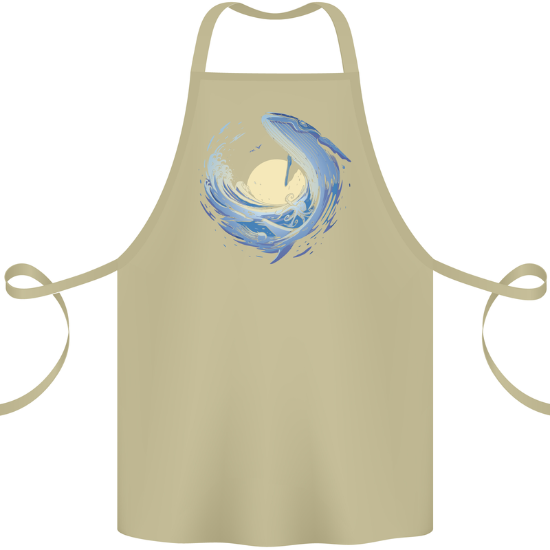 Ocean Whale & Octopus Cotton Apron 100% Organic Khaki