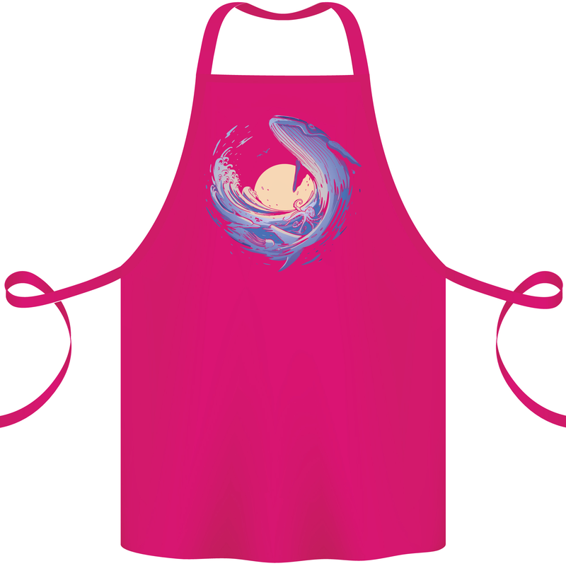 Ocean Whale & Octopus Cotton Apron 100% Organic Pink