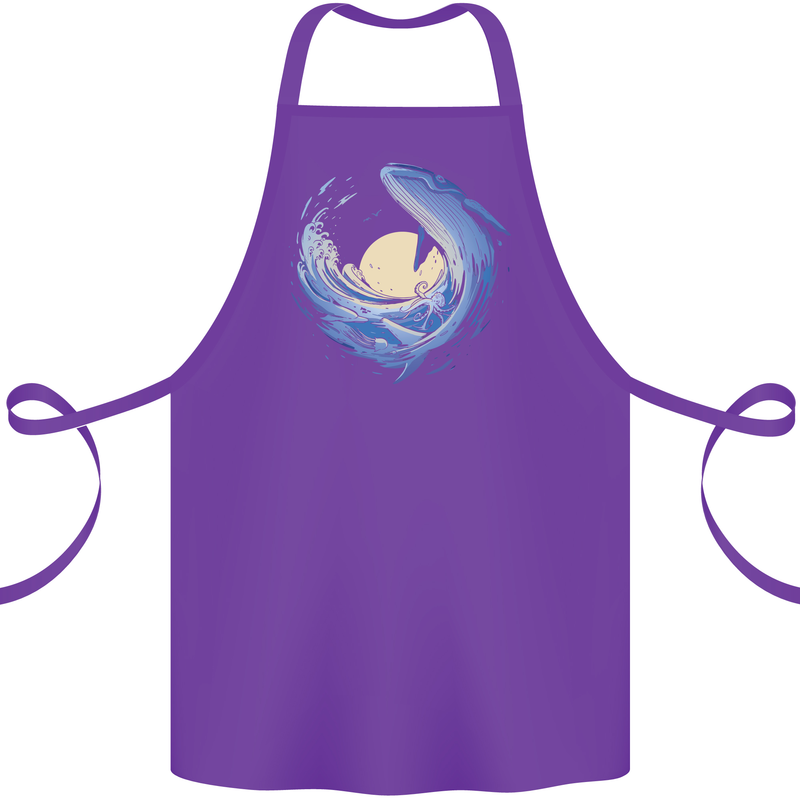 Ocean Whale & Octopus Cotton Apron 100% Organic Purple