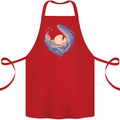 Ocean Whale & Octopus Cotton Apron 100% Organic Red