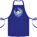 Ocean Whale & Octopus Cotton Apron 100% Organic Royal Blue