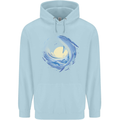 Ocean Whale & Octopus Mens 80% Cotton Hoodie Light Blue