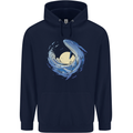 Ocean Whale & Octopus Mens 80% Cotton Hoodie Navy Blue