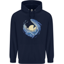 Ocean Whale & Octopus Mens 80% Cotton Hoodie Navy Blue