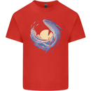 Ocean Whale & Octopus Mens Cotton T-Shirt Tee Top Red