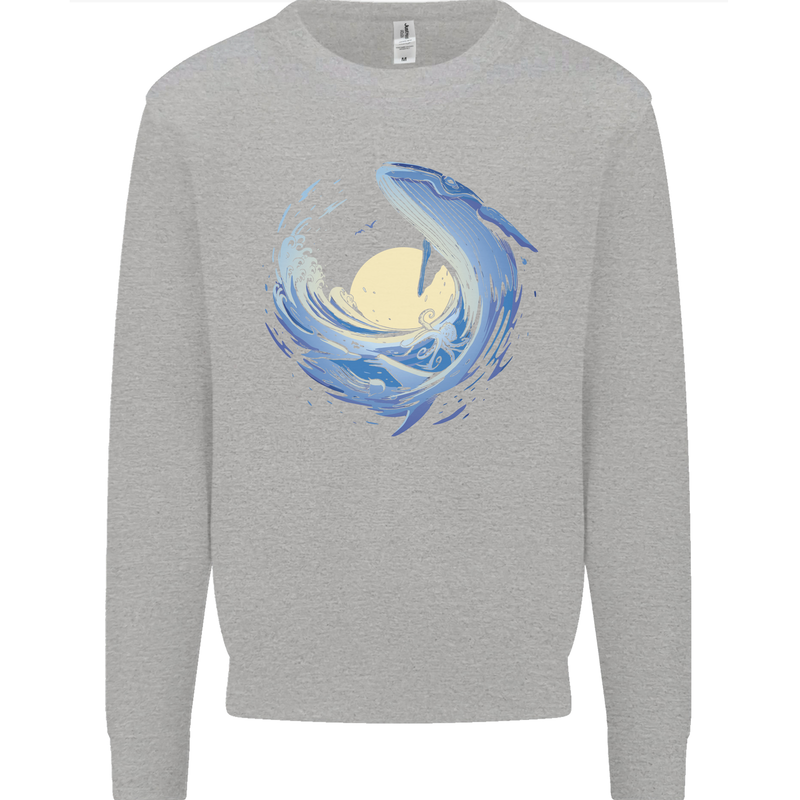 Ocean Whale & Octopus Mens Sweatshirt Jumper Sports Grey