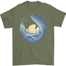 Ocean Whale & Octopus Mens T-Shirt Cotton Gildan Military Green