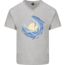 Ocean Whale & Octopus Mens V-Neck Cotton T-Shirt Sports Grey