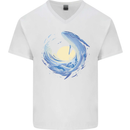 Ocean Whale & Octopus Mens V-Neck Cotton T-Shirt White