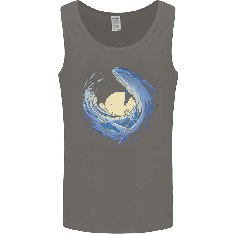 Ocean Whale & Octopus Mens Vest Tank Top Charcoal