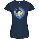 Ocean Whale & Octopus Womens Petite Cut T-Shirt Navy Blue