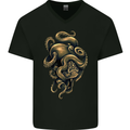 Octiger Octopus Kraken Cthulhu Tiger Mens V-Neck Cotton T-Shirt Black