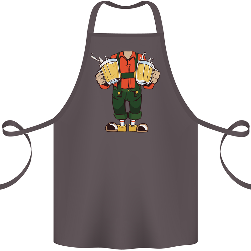 Octoberfest Man With Beer Cotton Apron 100% Organic Dark Grey