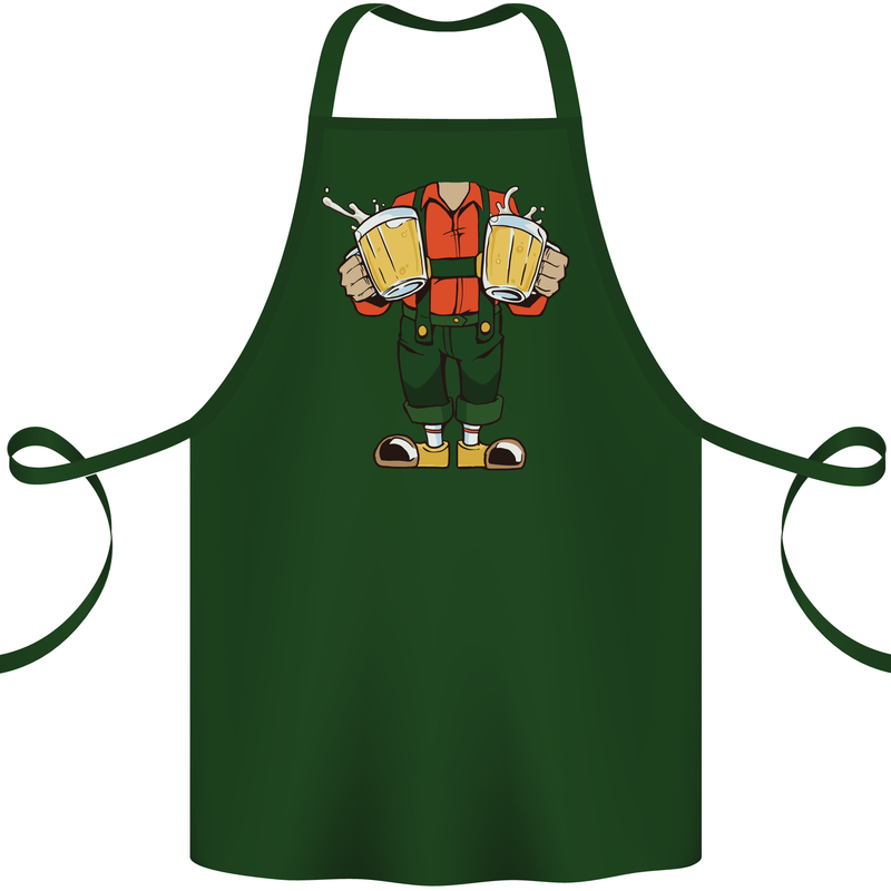 Octoberfest Man With Beer Cotton Apron 100% Organic Forest Green