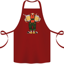Octoberfest Man With Beer Cotton Apron 100% Organic Maroon