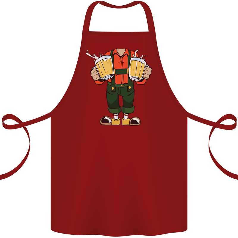 Octoberfest Man With Beer Cotton Apron 100% Organic Maroon