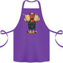 Octoberfest Man With Beer Cotton Apron 100% Organic Purple