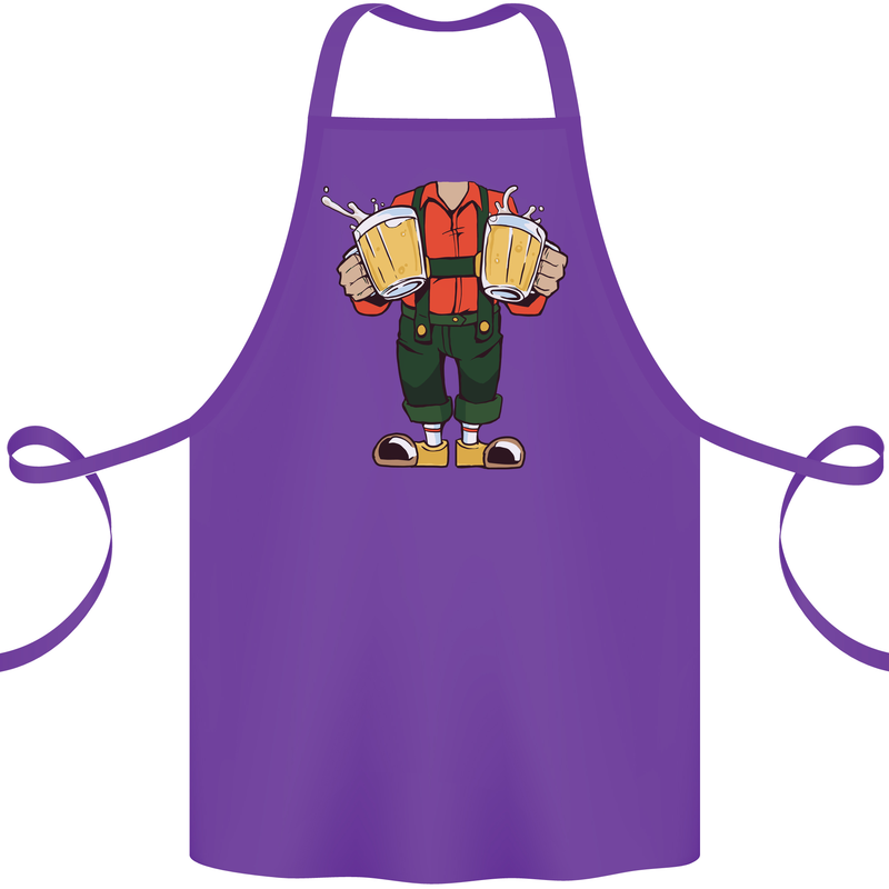 Octoberfest Man With Beer Cotton Apron 100% Organic Purple