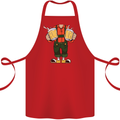 Octoberfest Man With Beer Cotton Apron 100% Organic Red