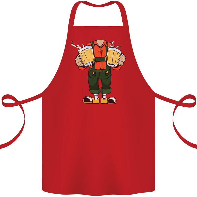 Octoberfest Man With Beer Cotton Apron 100% Organic Red