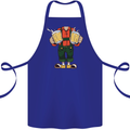 Octoberfest Man With Beer Cotton Apron 100% Organic Royal Blue