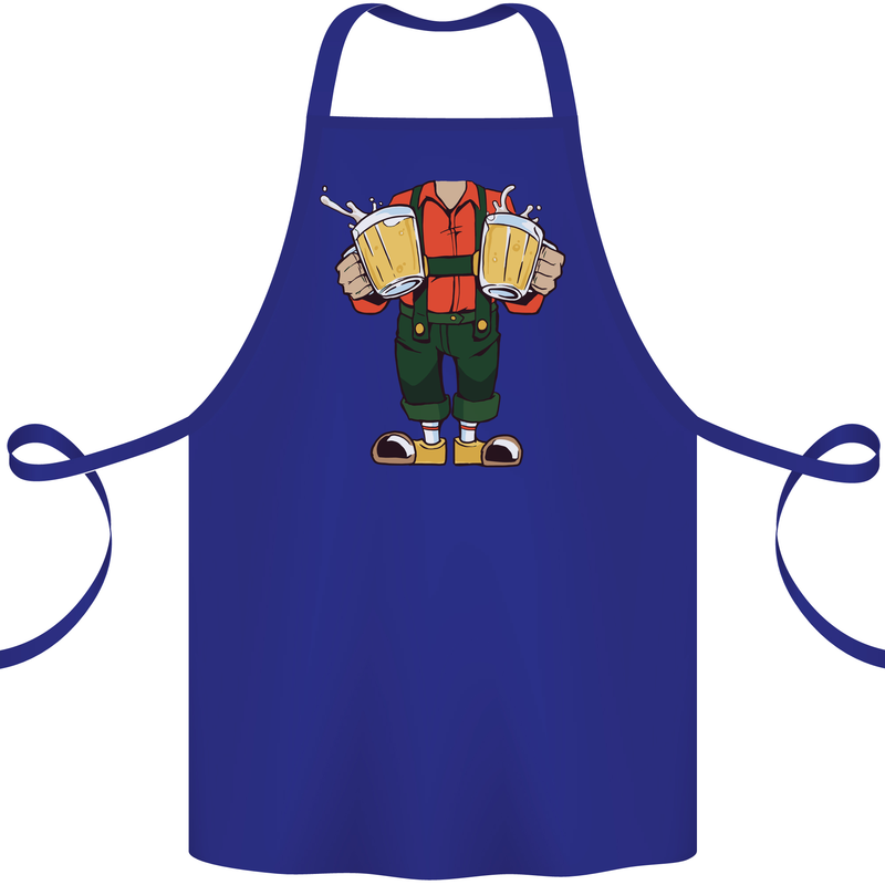 Octoberfest Man With Beer Cotton Apron 100% Organic Royal Blue