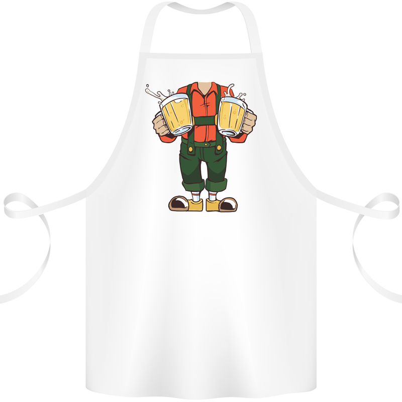Octoberfest Man With Beer Cotton Apron 100% Organic White
