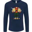 Octoberfest Man With Beer Mens Long Sleeve T-Shirt Navy Blue