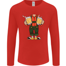 Octoberfest Man With Beer Mens Long Sleeve T-Shirt Red