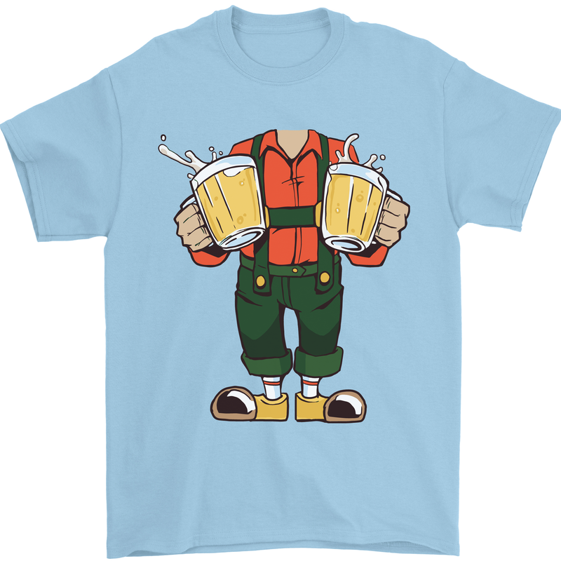 Octoberfest Man With Beer Mens T-Shirt Cotton Gildan Light Blue