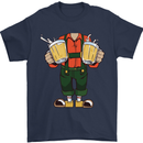 Octoberfest Man With Beer Mens T-Shirt Cotton Gildan Navy Blue
