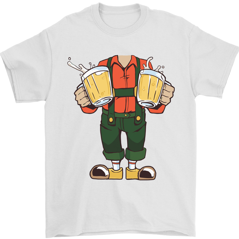 Octoberfest Man With Beer Mens T-Shirt Cotton Gildan White