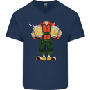 Octoberfest Man With Beer Mens V-Neck Cotton T-Shirt Navy Blue