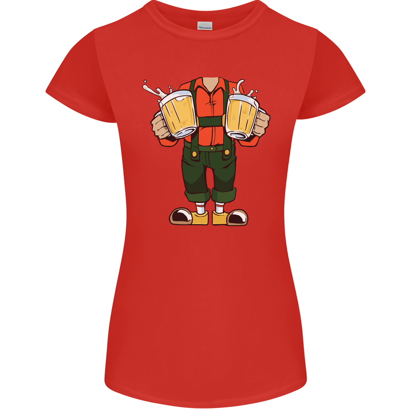 Octoberfest Man With Beer Womens Petite Cut T-Shirt Red