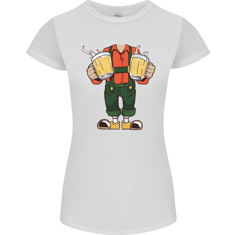 Octoberfest Man With Beer Womens Petite Cut T-Shirt White