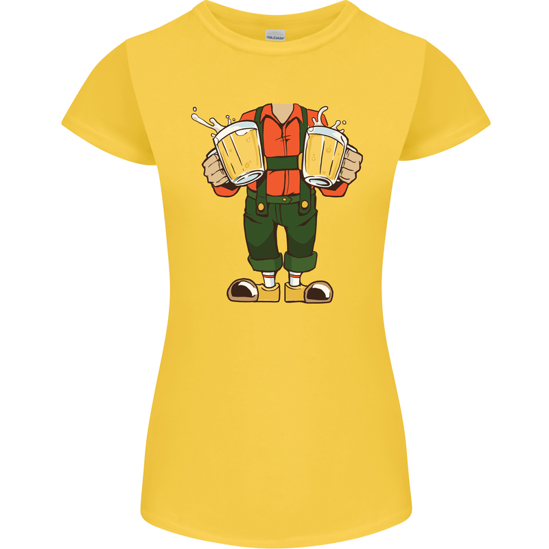 Octoberfest Man With Beer Womens Petite Cut T-Shirt Yellow