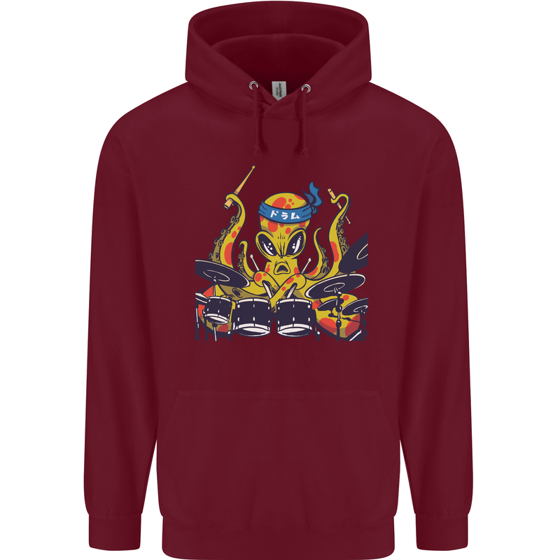 Octopus Drummer Drumming Drum Funny Childrens Kids Hoodie Maroon