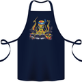 Octopus Drummer Drumming Drum Funny Cotton Apron 100% Organic Navy Blue
