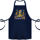 Octopus Drummer Drumming Drum Funny Cotton Apron 100% Organic Navy Blue