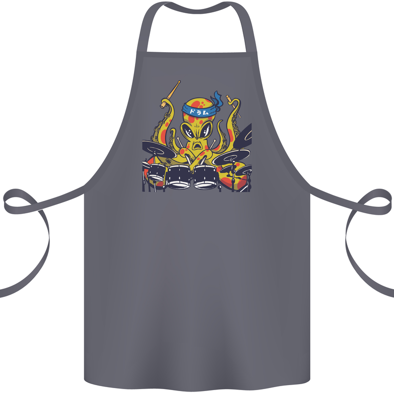 Octopus Drummer Drumming Drum Funny Cotton Apron 100% Organic Steel