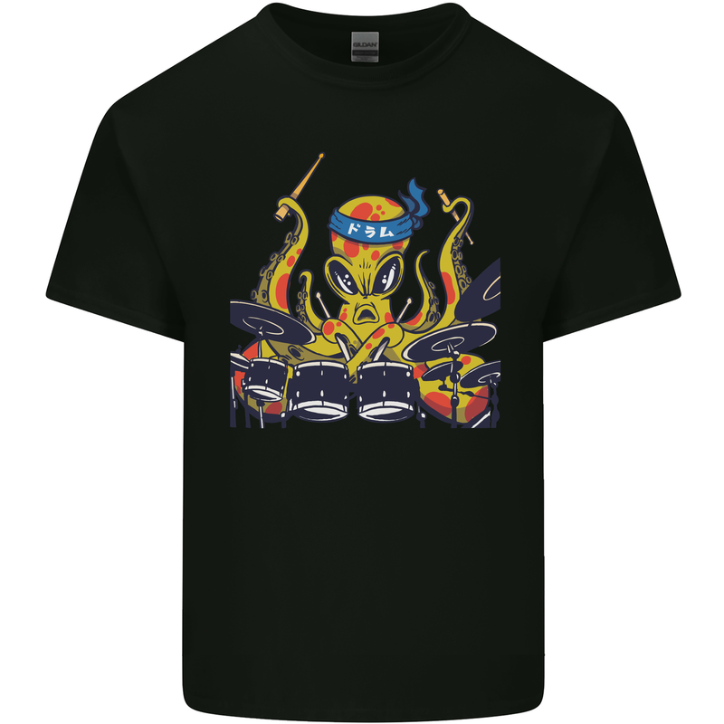 Octopus Drummer Drumming Drum Funny Kids T-Shirt Childrens Black