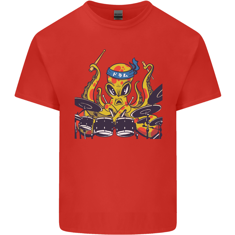 Octopus Drummer Drumming Drum Funny Kids T-Shirt Childrens Red