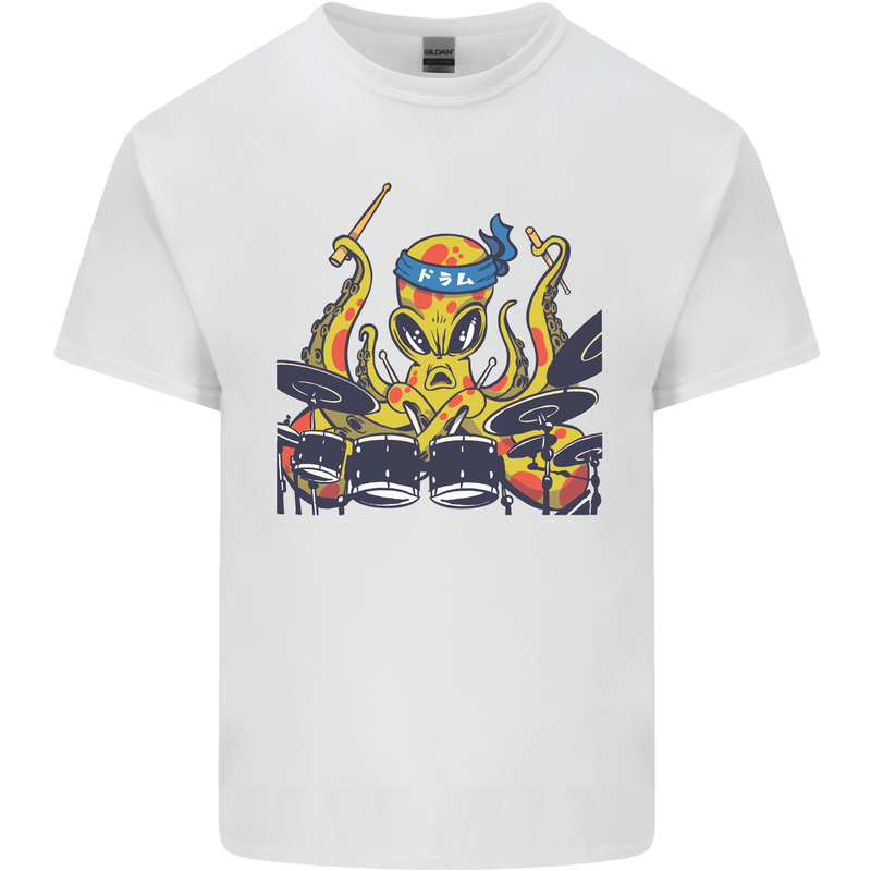 Octopus Drummer Drumming Drum Funny Kids T-Shirt Childrens White