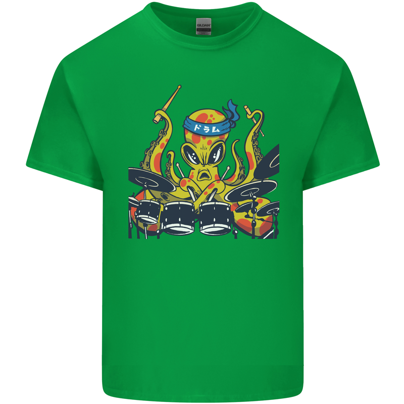 Octopus Drummer Drumming Drum Funny Mens Cotton T-Shirt Tee Top Irish Green