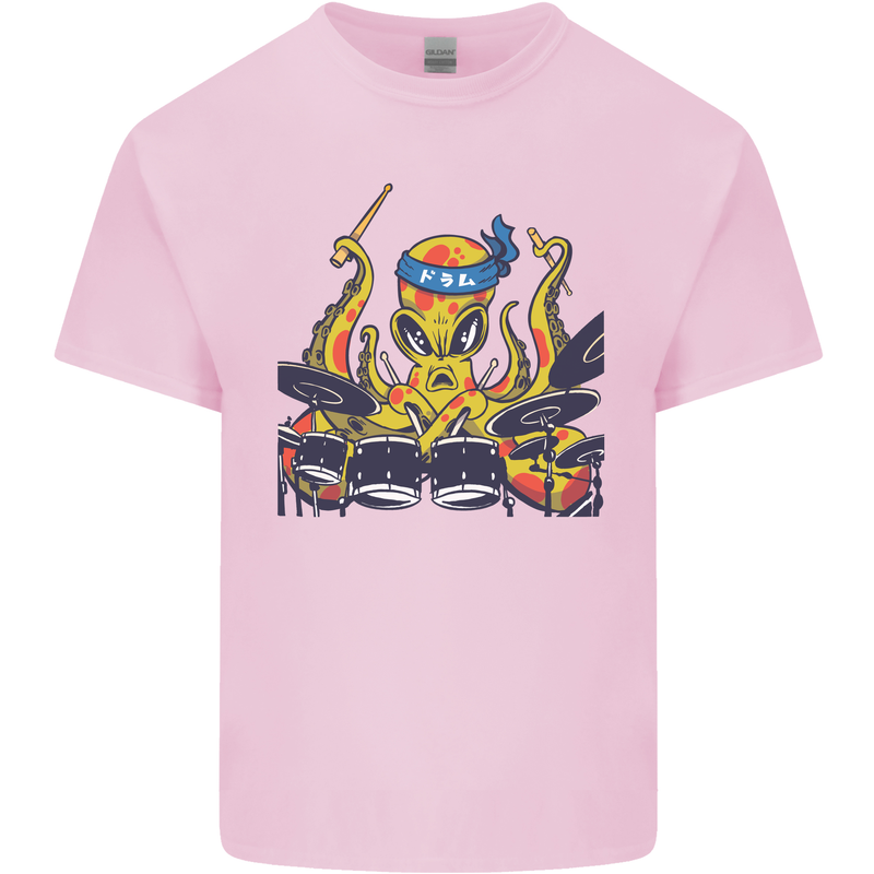 Octopus Drummer Drumming Drum Funny Mens Cotton T-Shirt Tee Top Light Pink